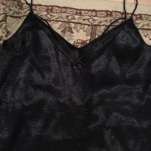 Black Satin Cross Back/Front Tank
